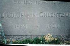 Headstone of my grandmother, Yanoula Koulentianos Chlentzos.  She was also known as Lulu and Jennie.  She is buried at Inglewood Memorial Cemetery, in Los Angeles, California.