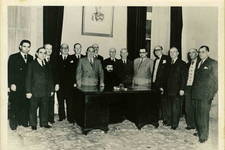 From a Christmas Card from the Kytherian Association of New York, sent to my grandparents, Yiannis and Maria Chlentzos, in Oakland, CA.

Left to right:

Ioannis Kassimatis
Vasileios Baveas
Nikolaos Kastrisios
Ioannis Gavrilis
Mixali Semitekolos, President
Theodoros Katrakis
Panos Gavril...