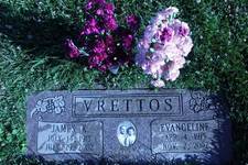 This is the grave stone of my parents Jim & Angie Vrettos.....

James K. Vrettos 
b. July 13, 1914, in Athens, Greece
d. July 29, 2002 in Oakland, CA

Evangeline Vrettos (nee Alfieris)
b. April 4, 1915 in Oakland, CA
d. Nov. 2, 2002 in Oakland, CA

Buried in the Greek Orthodox section...