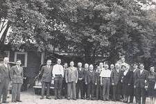 A group of Kytherians in Detroit gather to meet with Dr. Fotinos, a Kytherian who was a professor of dermatology in Athens.

From left to right:
Paul Theodore Panaretos; Cosmas Panos Gavrilis of St. Louis, MO; Nicholas Demetrios Gavriles; Kosmas Zaglanakis (Gas Station Owner); Unknown; Mr....