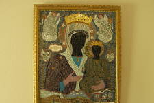 This mosaic of the Panagia Myrtidiotissa icon was created by Jim Leonis and donated to the San Francisco Annunciation Cathedral.

Jim is the son of Theodore Demetrios Leonis of Potamos,  and Maria Panagiotis Chlentzos 