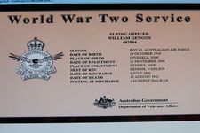 Son of Vasillios and Calliope Gengos Moree NSW. Flying Officer William Gengos attached to an RAF Wellington Bomber was lost on a bombing run over Tobruk 12 August 1942. Bomber and crew have not been recovered.
 Memorials - Column 264 El Alamein Memorial, Moree War Memorial, Grave of Vasillios...