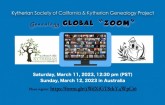 Kytherian Society of California & Kytherian Genealogy Project - Genealogy GLOBAL ZOOM - March 11, 2023 (March 12 in Australia) 
