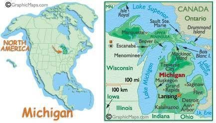Kytherian Brotherhood Of Detroit, Michigan, USA. - Michigan Map in USA