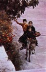 Koula Calligeros, with her two nephews, rides home after a day's work. 