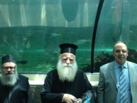 The Metropoliti of Kythera, father Petros and Mayor Koukoulis at Sydney Aquarium 
