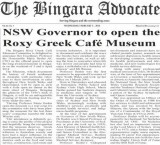 NSW Governor to open the Roxy Greek Café Museum 