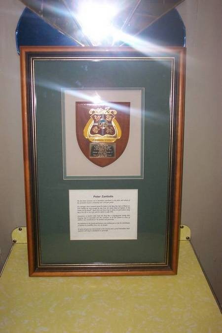 Plaque presented to Panayoti Zantiotis by the Gunnedah Shire Council 