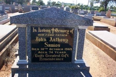 John Anthony Samios. Headstone. Old Dubbo Cemetery. 
