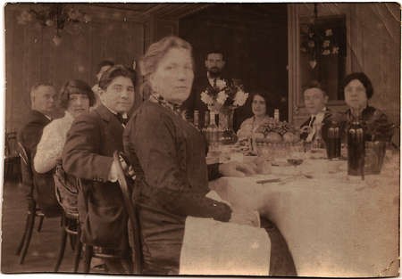 Emmanuel Andrew Cavacos - The bride (Pauline Pradelle) and groom (Emmanuel Cavacos) are seated second and third from left Oct 2 1915 Paris