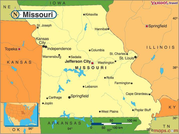 Photography  Map of Missouri USA 