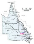 Map of Queensland showing the location of Charleville. 