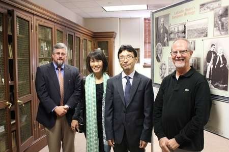 Michael Wood, Shoko Koizumi, Bon Koizumi & Dr. Bruce Raeburn in the Lafcadio Hearn room, Tulane University 