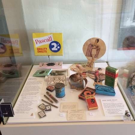 Display case with cafe era artefacts at the Greek Australian Roxy Museum 