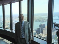 Mayor Theorthori Koukoulis on top of Centre Point Tower, Sydney 