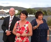 Leeah Daley (right) with Max Eastcott and his wife Lisa (centre) 