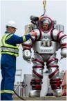 Marine diver wearing the Exosuit, a cutting-edge piece of diving equipment that allows the user to go as deep as 300 meters and remain there for up to four hours 