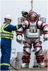 Marine diver wearing the Exosuit, a cutting-edge piece of diving equipment that allows the user to go as deep as 300 meters and remain there for up to four hours 