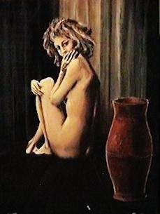 Peter Sophios - Seated Nude Oil on Board 14 x 18 