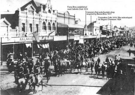Lismore Lancers parade down Woodlark Street 1914 