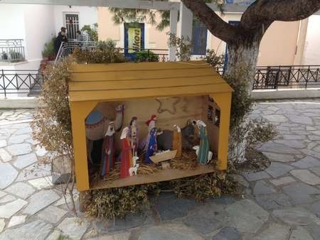Nativity scene in the main platteia at Potamos 
