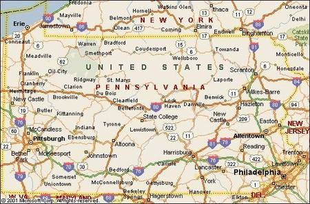 Kytherian Society of Pennsylvania. - Pennsylvania map detailed