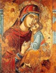 Icon of Panaghia with Christ. Portable icon from the Castle of Mylopotamos 