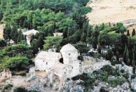 A ruined Byzantine church in the cemetery below the Hora. 