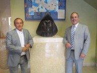 Peter Mageros and Theothoris Koukoulis, Mayor of Kythera in the entrance of Frutex 
