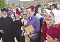 Father Yiorgy, John Claudianos and some of the children who often frequent the new park 