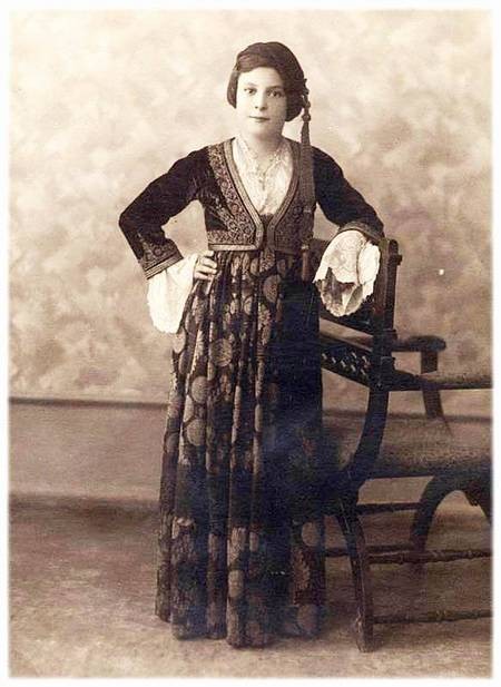 Stamatia Notaris (nee Tzortzopoulos) in Greek National Dress 