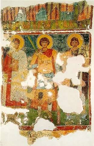 Byzantine Art Collection - Livadi - Church of the Ascension - Saints Kerykos, Georgios and Notarios.