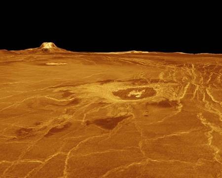 Venus - the PLANET - Venusian landscape - Gula Mons and Crater Cunitz - Venus Landscape