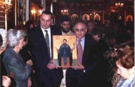 The icon of Ayios Haralmbos being carried around the Church. 2005. 