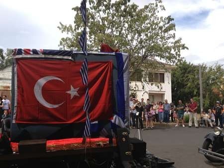Turkish flag displayed at the Canberra Cafe celebrations, Manilla, NSW 