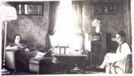 Irene and Minas Georgopoulos  in sitting room at home 