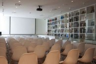Kythera House set up in auditorium mode with the library on the right 