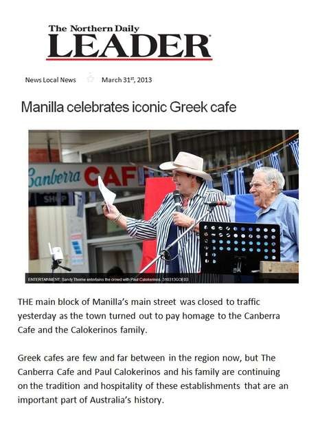 Manilla celebrates iconic Greek cafe 