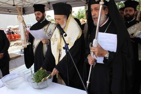 The Foundation Stone is set, at the ceremony held on the church site of Saint Haralambos, Tuggerah - 005 Saint Harry Five