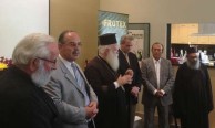 The Metropoliti of Kythera delivers a speech during the visit to Frutex, Sydney 