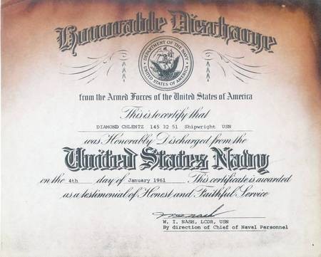 Honorable discharge for Diamantis Chlentzos, 1961 