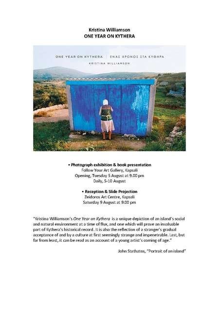 Kristina Williamson’s One Year on Kythera EXHIBITION 