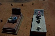 Ollie Constandinou (Tzortzo)Poulos. Gravesite marker, looking across Thomas and Cook graves. 