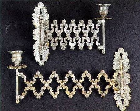 Byzantine Art Collection - Livadi - Church of the Ascension - Two silver-plated candlesticks. Found in the church of the Metamorphosis at Keramoto
