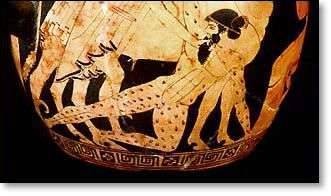 IONIAN - origin of the word from mythology - Detail of a Greek red-figure stamnos  the cow Io, Hermes, and Argus. Vienna, Kunsthistorisches Museum. Photo  Erich Lessing Art Resource, NY