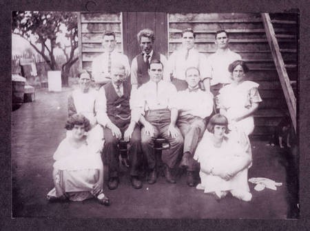 History of the Aroney Family in Nowra. - Group Picture Back of Greek Cafe
