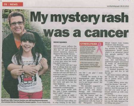 My mystery rash was a cancer - Patricia Samios article A