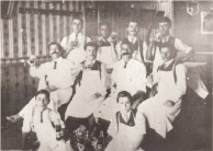 Staff in a Greek cafe in the 1910's. On the Life in Australia panel 
