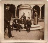 Emmanuel Cavacos and his Paris friends. Cavacos is seated at center and holding a white hat Paris August 22 1912 
