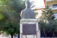 Statue of Lafcadio Hearn (Koizumi Yakumo), in the park on the Beach in Lefkada 